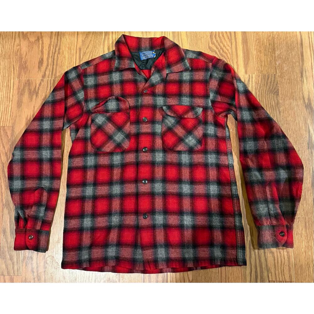 Pendleton Red Black Buffalo Plaid Wool Size Youth XL